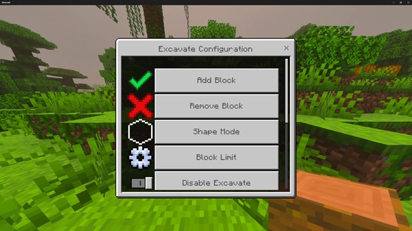 Dorios Excavate Addon mcpe bedrock