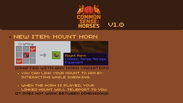 Common Sense Horses Addon mcpe bedrock