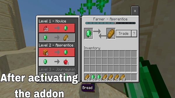 Infinite Villager Trades Addon mcpe bedrock