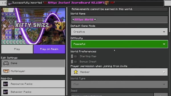 Kittys Instant Scoreboard Addon mcpe bedrock
