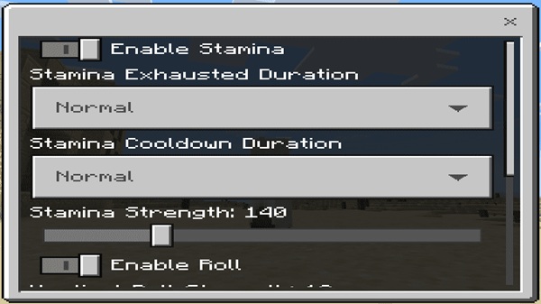 Roll and Stamina Addon minecraft