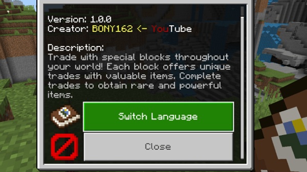 Block Trades Addon mcpe bedrock