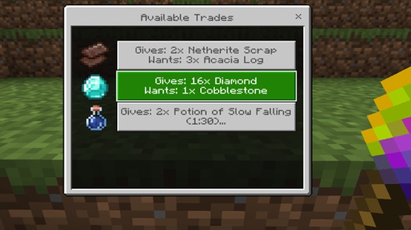 Block Trades Addon minecraft pe