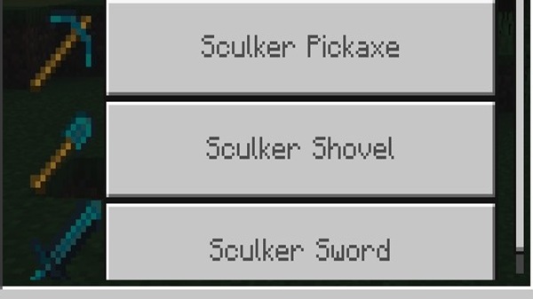 Sculker Weapons and Tools Addon mcpe