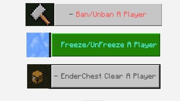 Admin Menu Addon mcpe bedrock