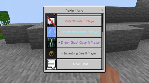 Admin Menu Addon minecraft pe