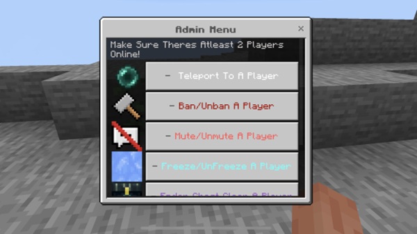 Admin Menu Addon minecraft